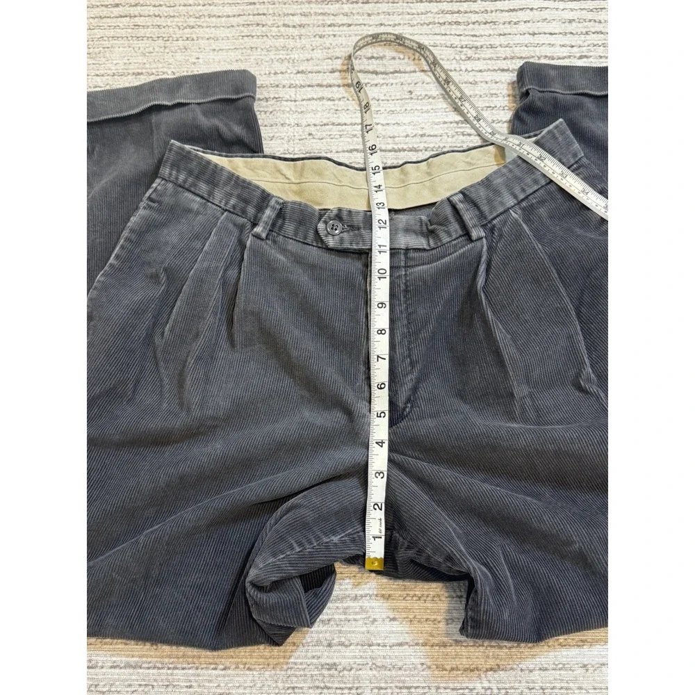 Vintage Dockers Black Corduroy Pleated Cuffed Pants Mens 34x29 Made in DR